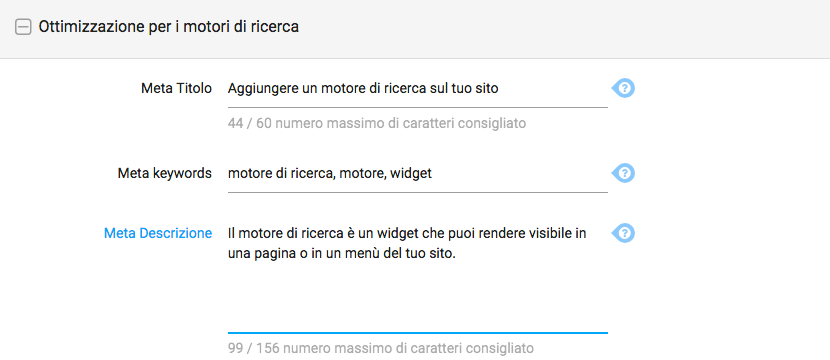 Meta titolo - Meta keywords - Meta descrizione