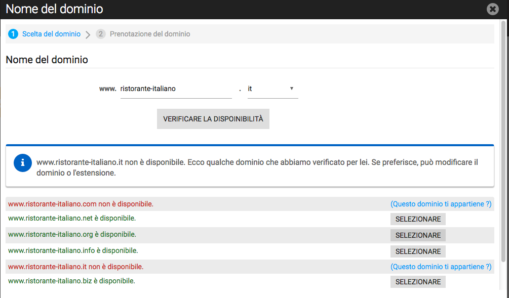 Scelta del dominio